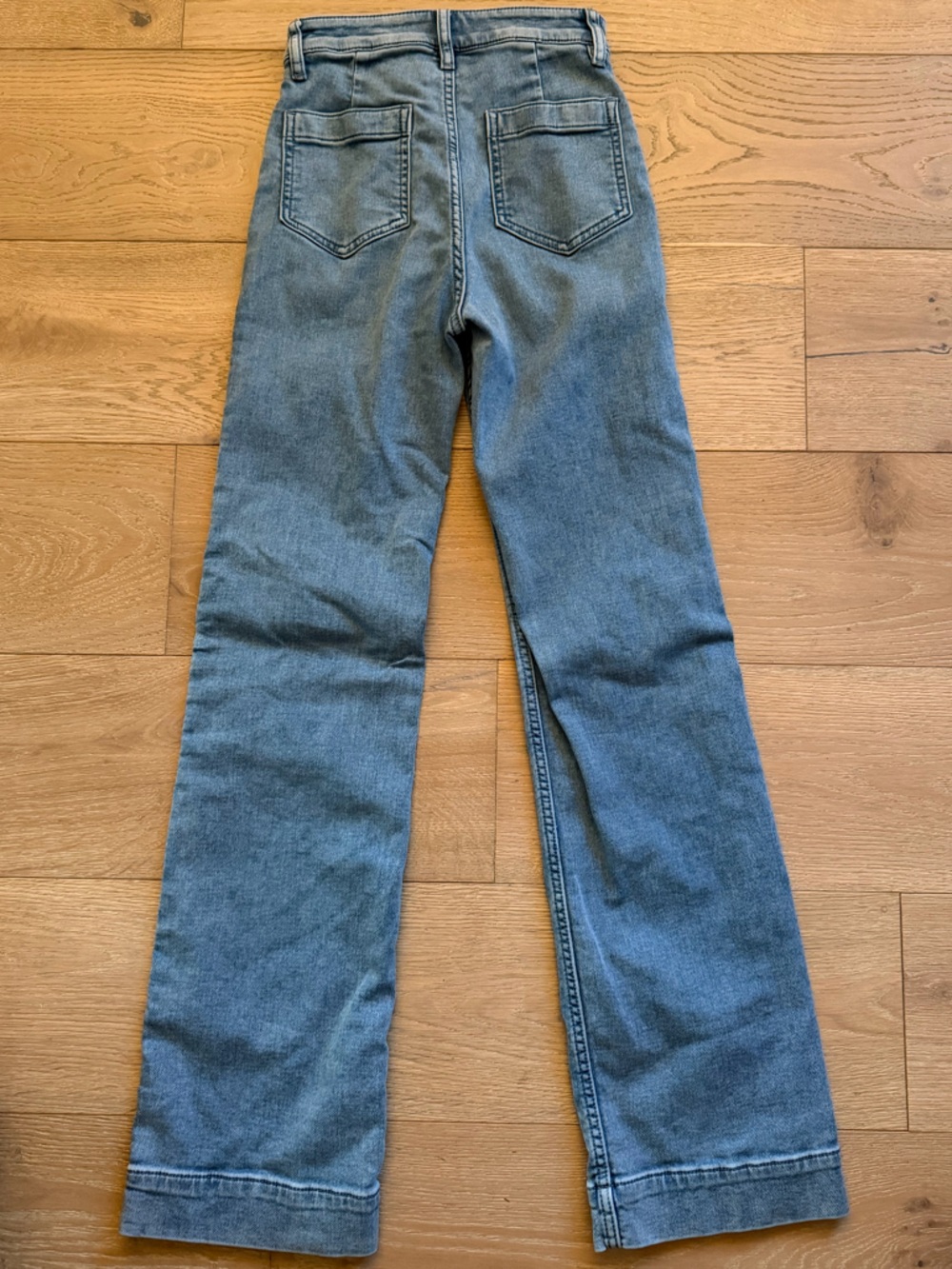 Faherty Stretch Terry High Rise Wide Leg Front Patch Pocket Jeans- Size 24 - Picture 8 of 9